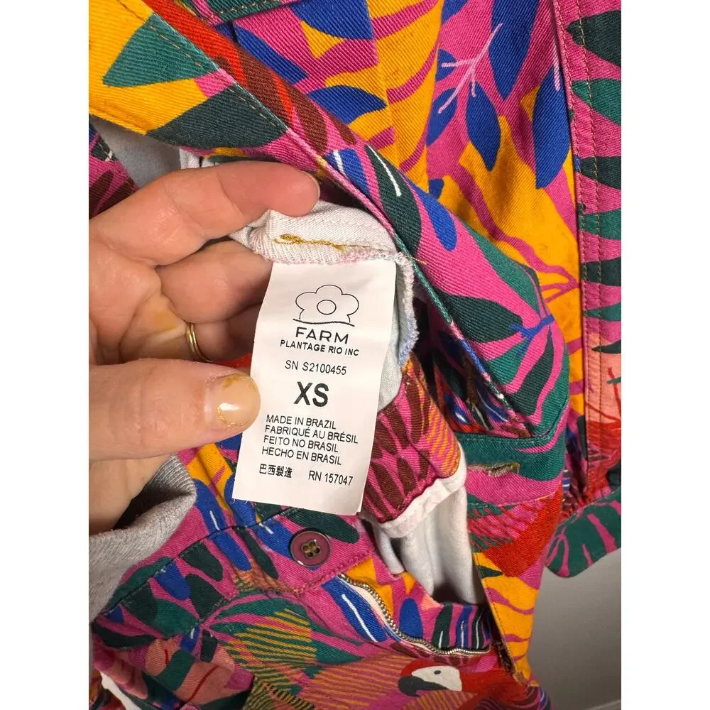 FARM Rio Macaw 100% Cotton Tropical Jumpsuit Coveralls, XS- NWT - Picture 9 of 11
